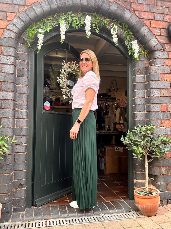 Dark Green Pleated Trousers