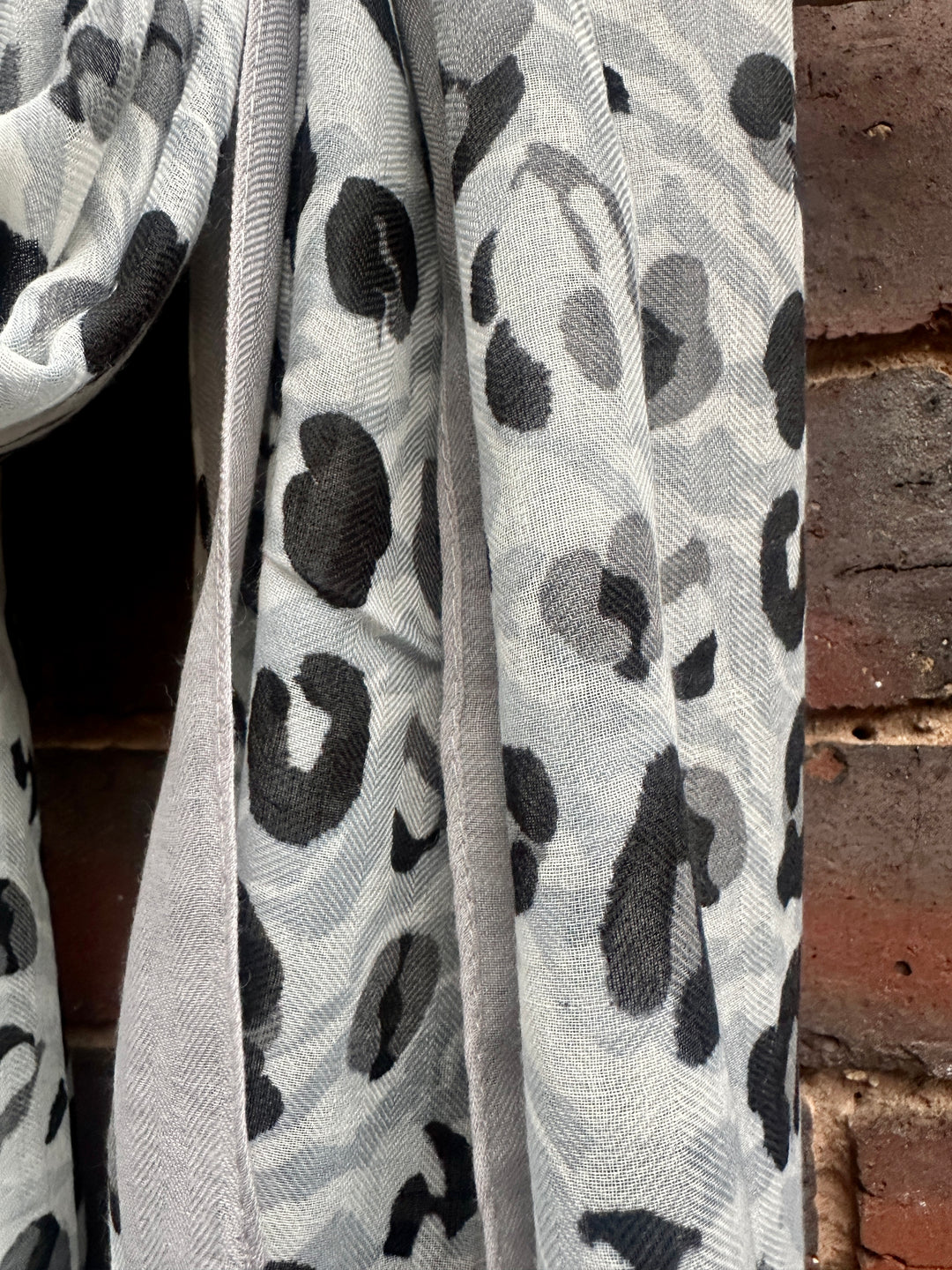 Recycled Leopard Scarf, Grey