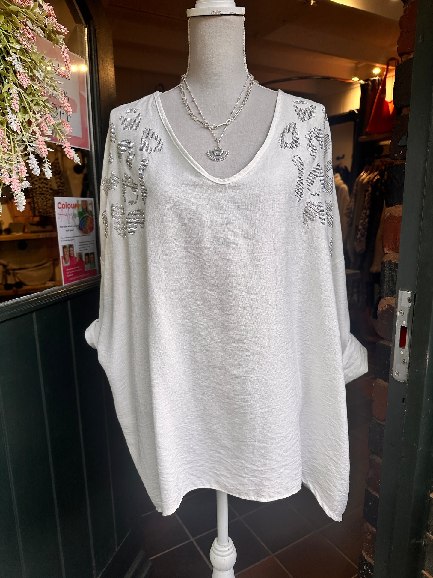 White rhinestud top