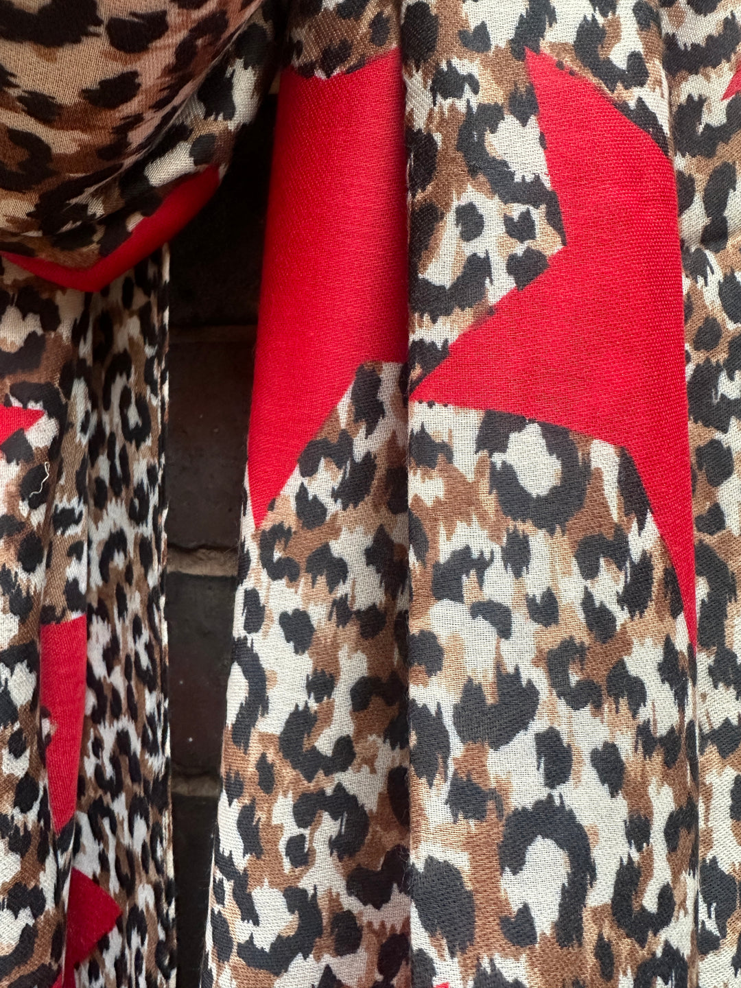 Recycled Leopard Star Scarf, Brown & Red