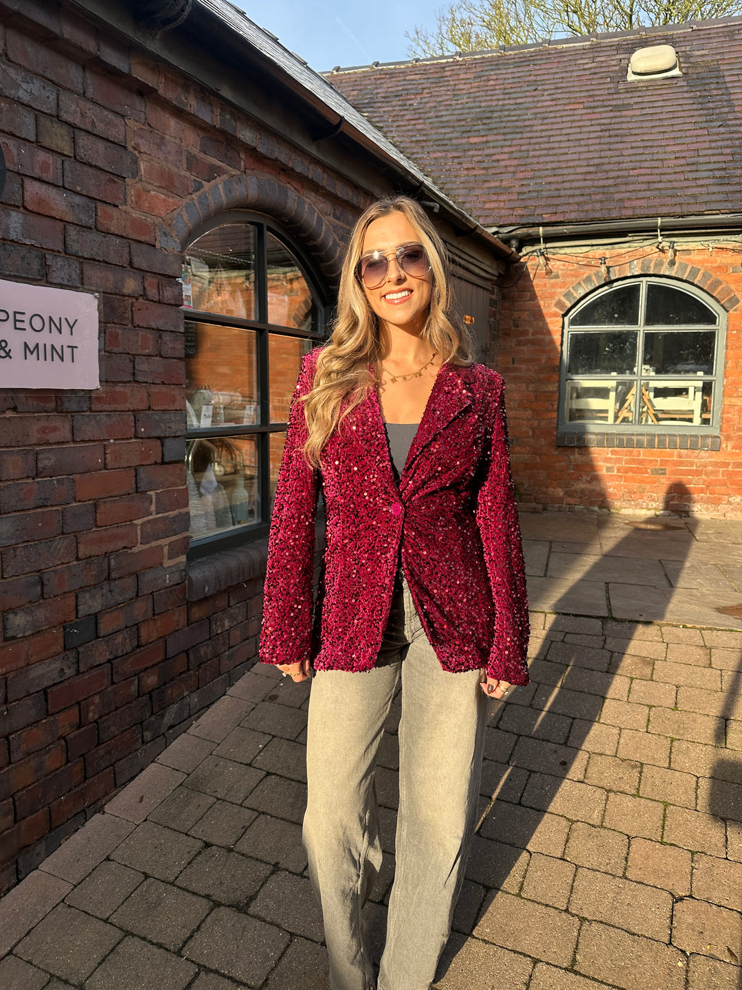 Burgandy Sequin Blazer - Size M/L