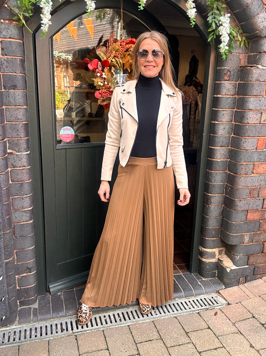 Camel Pleated Trousers