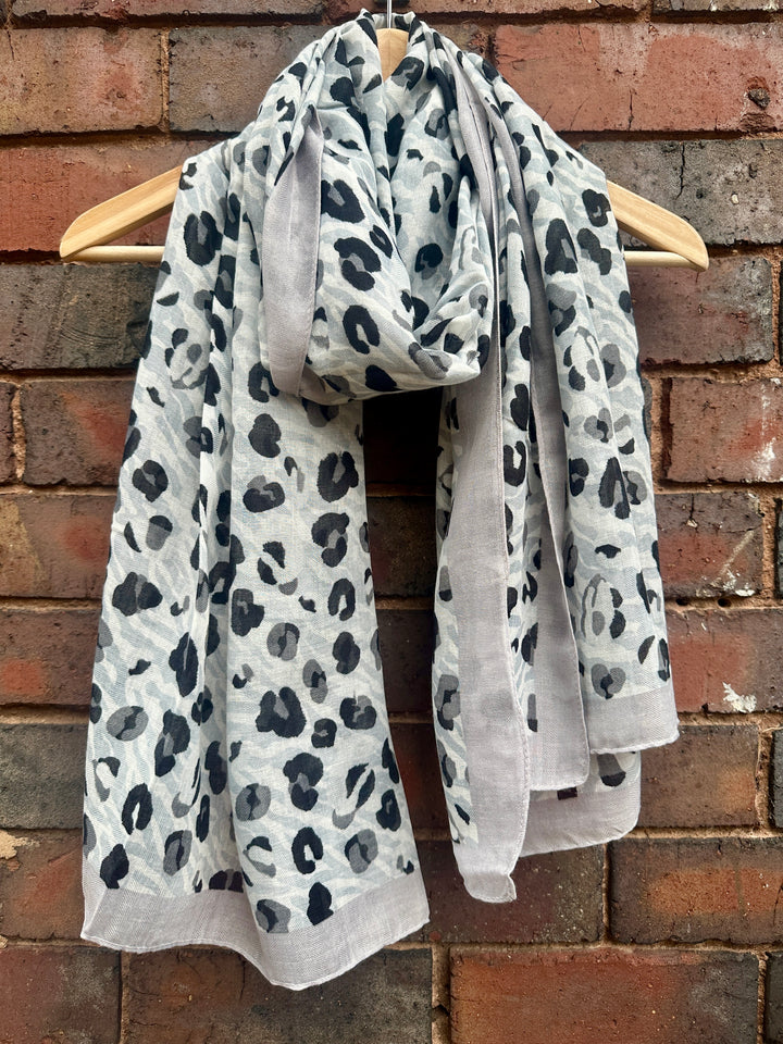 Recycled Leopard Scarf, Grey