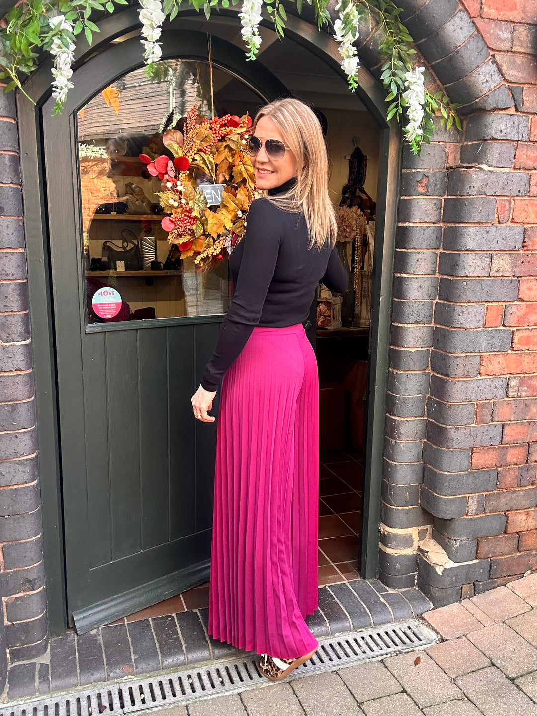 Magenta Pleated Trousers