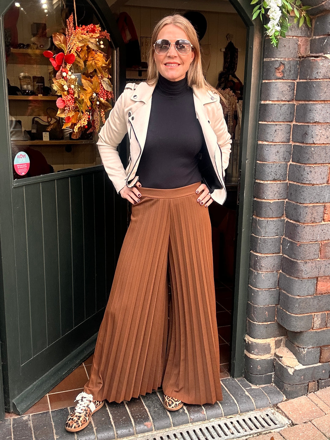 Brown Pleated Trousers