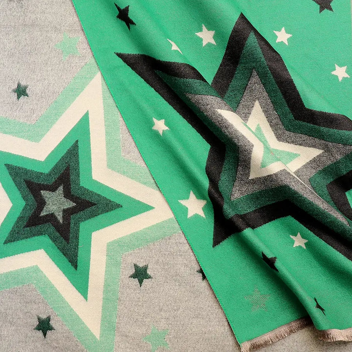 Pom Star Reversible Scarf, Green & Grey