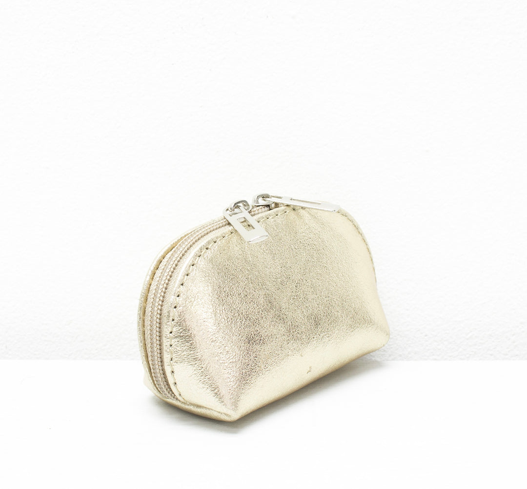 Metallic Leather Coin Purse, Gold