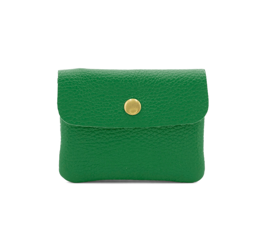 Leather Button Purse, Green