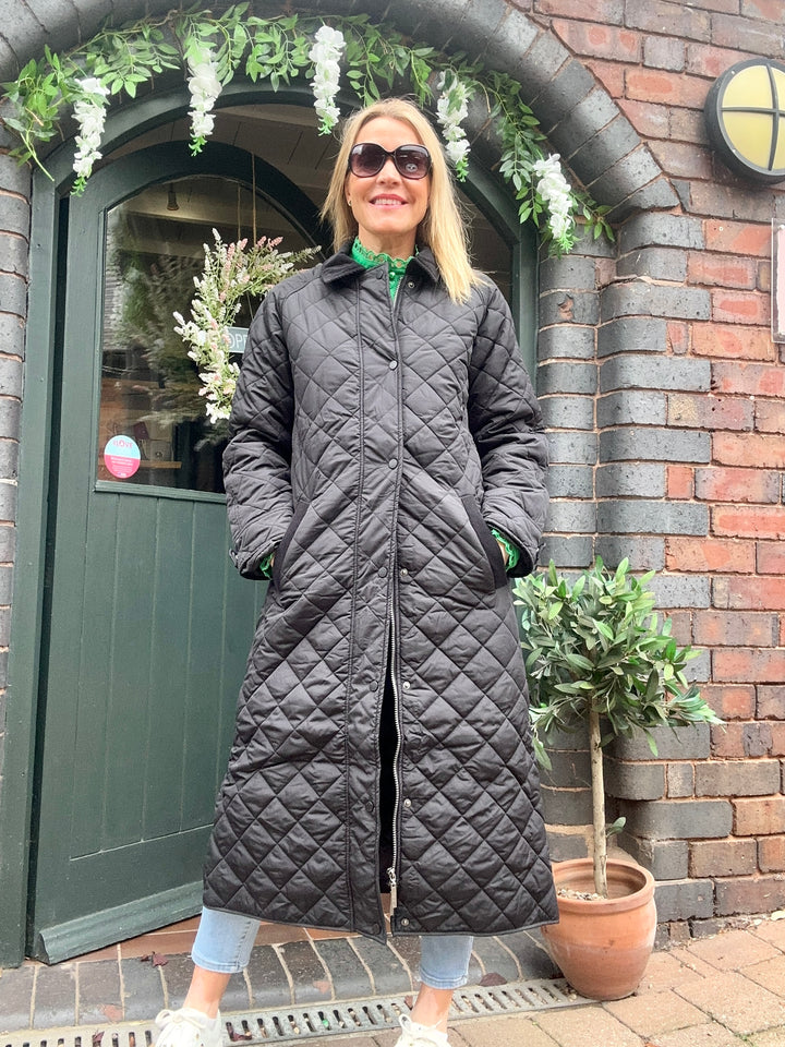 Fransa Black Quilted Coat