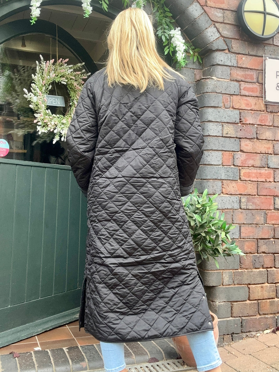 Fransa Black Quilted Coat