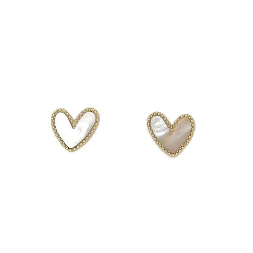 Solid Heart Earrings White/Gold