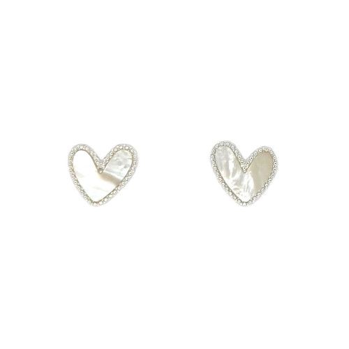 Solid Heart Earrings White/Silver