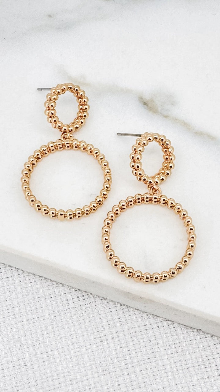 Envy Gold Beaded Circle Earrings