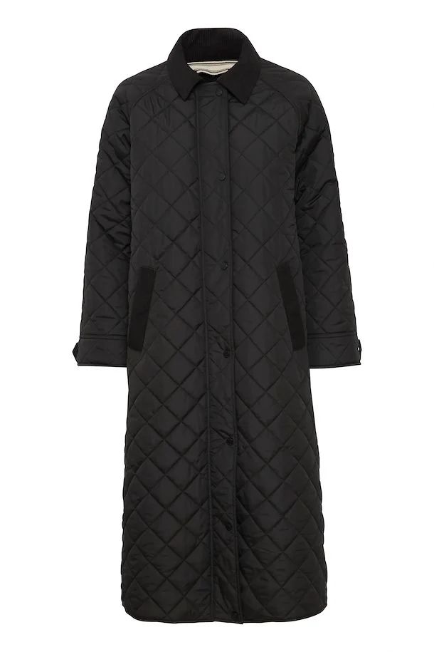 Fransa Black Quilted Coat