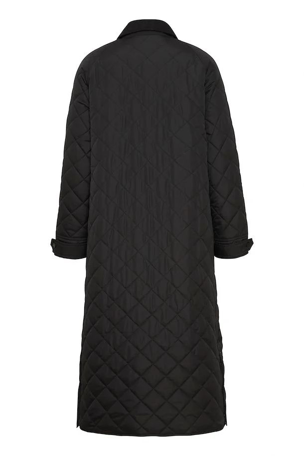 Fransa Black Quilted Coat