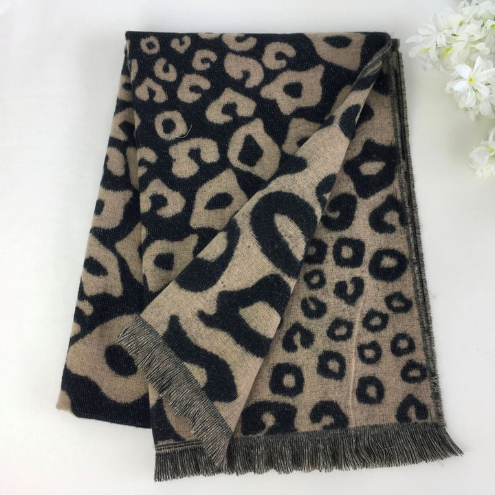 Leopard Lux Scarf, Beige